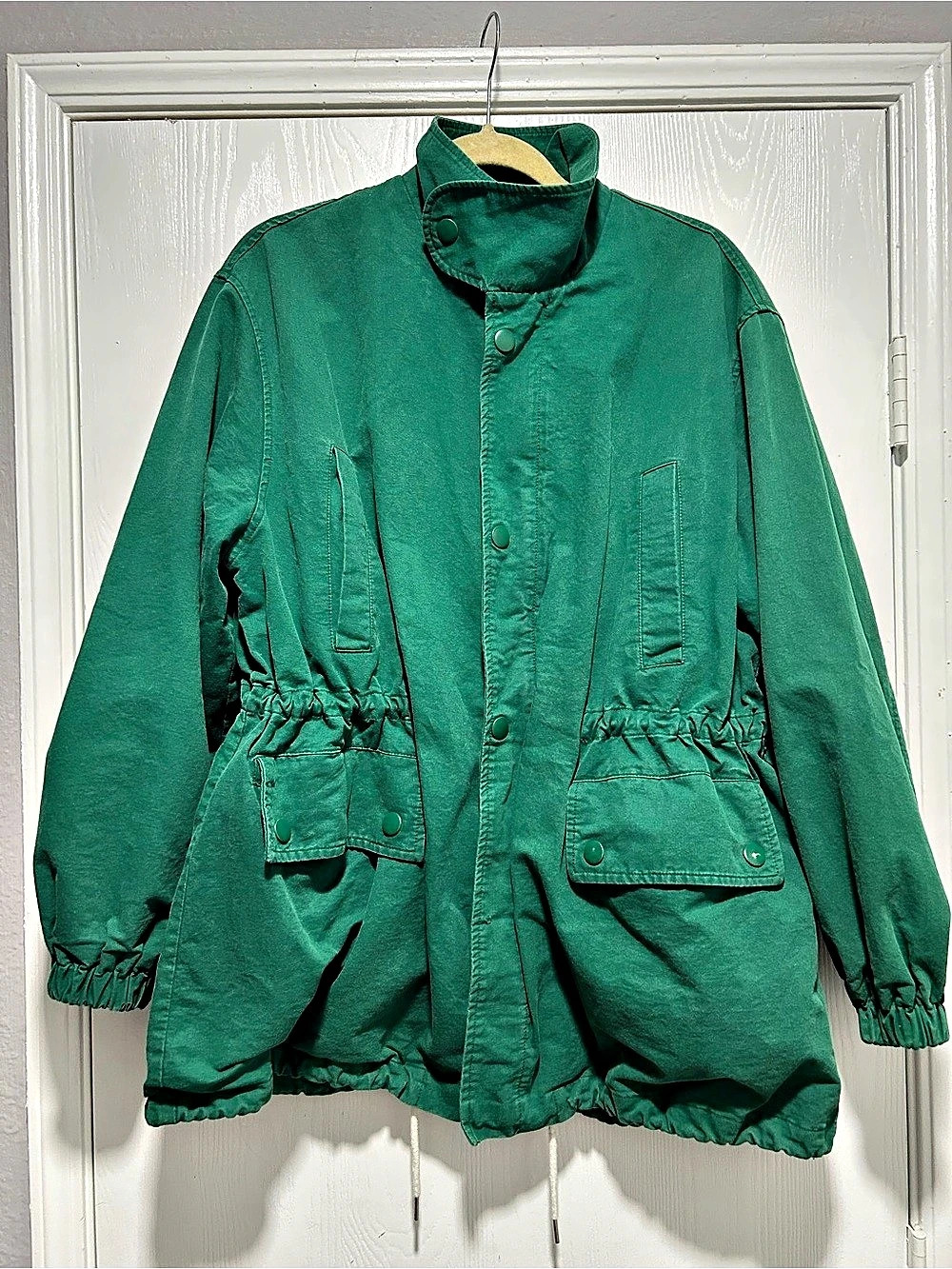 The Frankie Shop Utility Drawstring Cinch Waist Jacket in Green O/S